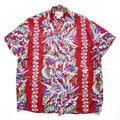 SUN SURF Sun and Surf for the SUGER CANE 80年代 ヴィンテージ 日本製 アロハシャツ 半袖 オープンカラーシャツ M レッド 総柄 初期タグ 開襟