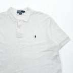 Polo Ralph Lauren 90年代 ヴィンテージ パイル地 ポロシャツ L ホワイト スモールポニー ロゴ 刺繍