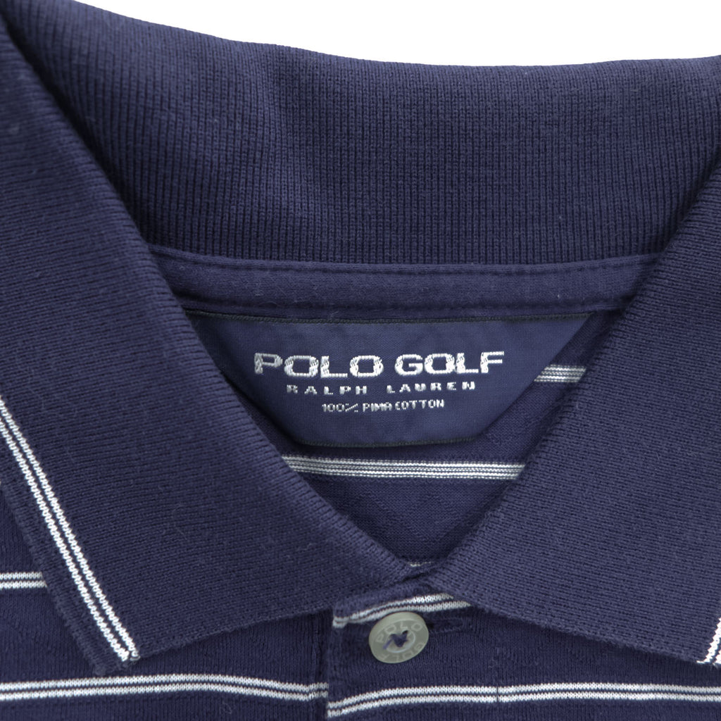 Polo Ralph Lauren ピマコットン ポロシャツ S ネイビー ボーダー スモールポニー ロゴ 刺繍