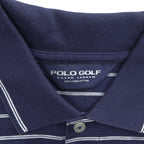 Polo Ralph Lauren ピマコットン ポロシャツ S ネイビー ボーダー スモールポニー ロゴ 刺繍