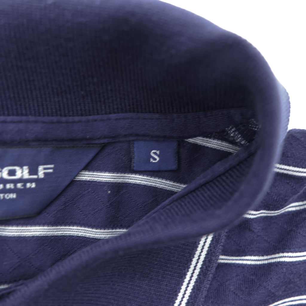 Polo Ralph Lauren ピマコットン ポロシャツ S ネイビー ボーダー スモールポニー ロゴ 刺繍