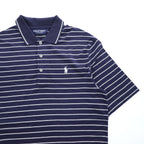 Polo Ralph Lauren ピマコットン ポロシャツ S ネイビー ボーダー スモールポニー ロゴ 刺繍