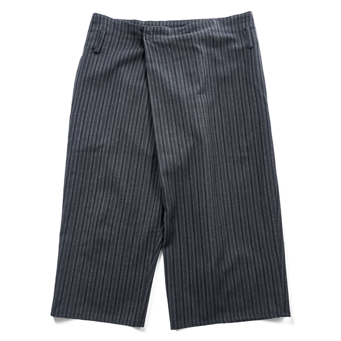 LIMI feu ( YOHJI YAMAMOTO ) 日本製 ラップ サルエル ワイドパンツ S グレー ストライプ LN-P32-105