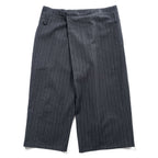 LIMI feu ( YOHJI YAMAMOTO ) 日本製 ラップ サルエル ワイドパンツ S グレー ストライプ LN-P32-105