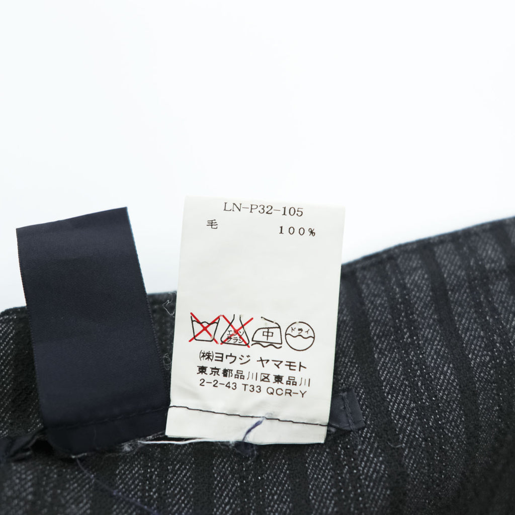 LIMI feu ( YOHJI YAMAMOTO ) 日本製 ラップ サルエル ワイドパンツ S グレー ストライプ LN-P32-105