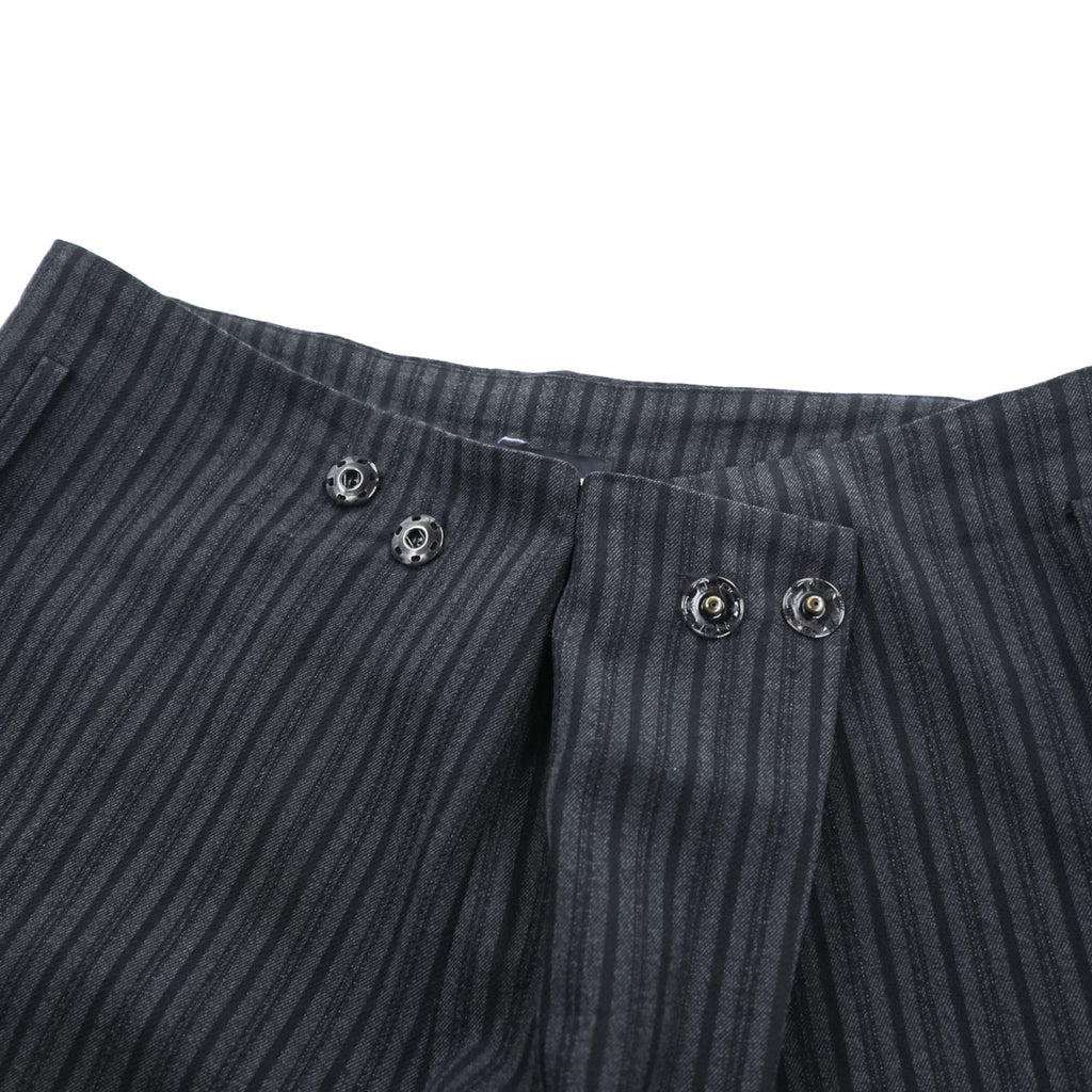 LIMI feu ( YOHJI YAMAMOTO ) 日本製 ラップ サルエル ワイドパンツ S グレー ストライプ LN-P32-105