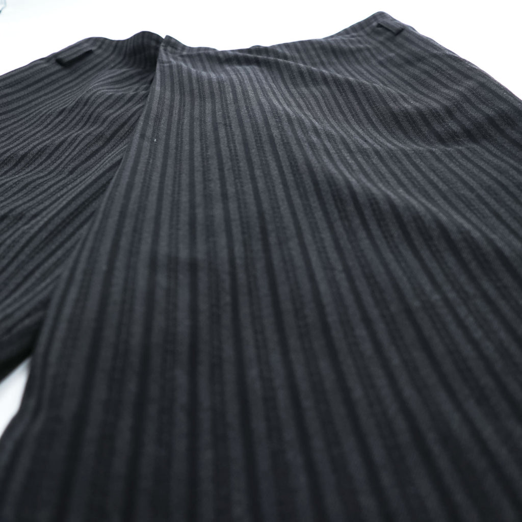 LIMI feu ( YOHJI YAMAMOTO ) 日本製 ラップ サルエル ワイドパンツ S グレー ストライプ LN-P32-105