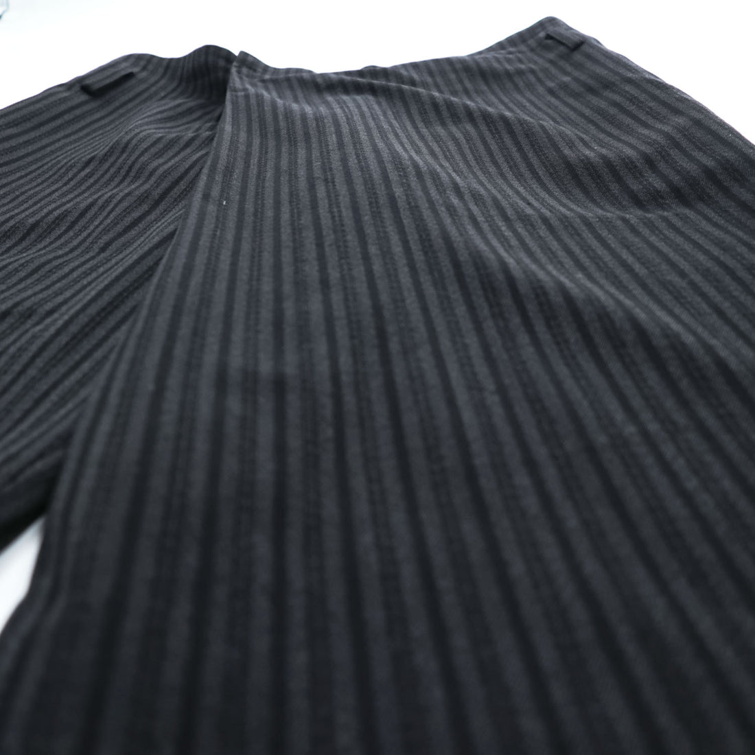 LIMI feu ( YOHJI YAMAMOTO ) 日本製 ラップ サルエル ワイドパンツ S グレー ストライプ LN-P32-105