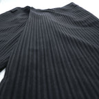 LIMI feu ( YOHJI YAMAMOTO ) 日本製 ラップ サルエル ワイドパンツ S グレー ストライプ LN-P32-105