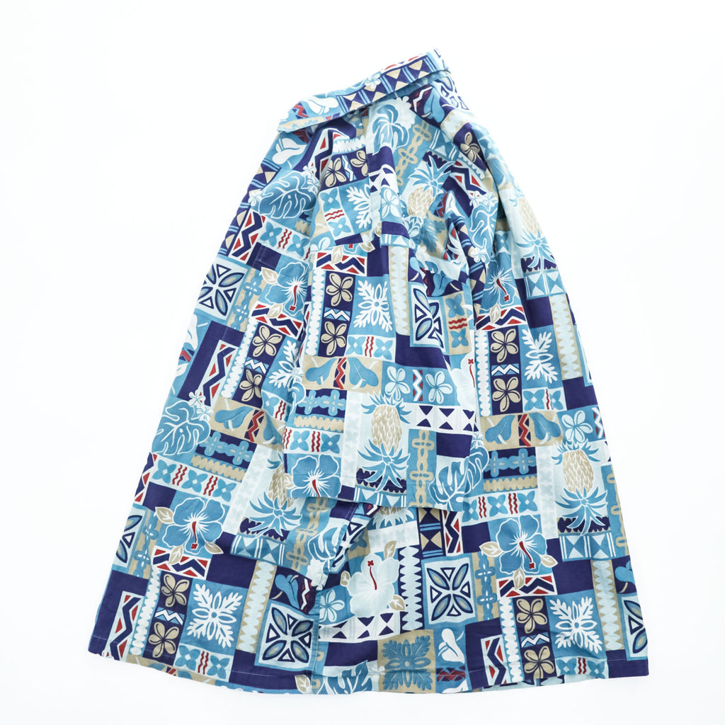reyn spooner 90年代 ヴィンテージ アロハシャツ JOE KEALOHA'S 半袖シャツ L ブルー 総柄 パッチワーク