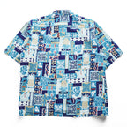 reyn spooner 90年代 ヴィンテージ アロハシャツ JOE KEALOHA'S 半袖シャツ L ブルー 総柄 パッチワーク