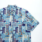 reyn spooner 90年代 ヴィンテージ アロハシャツ JOE KEALOHA'S 半袖シャツ L ブルー 総柄 パッチワーク