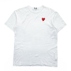 PLAY Comme des Garcons Red Heart Emblem White Cotton T-Shirt Made in Japan Size XL AZ-T108