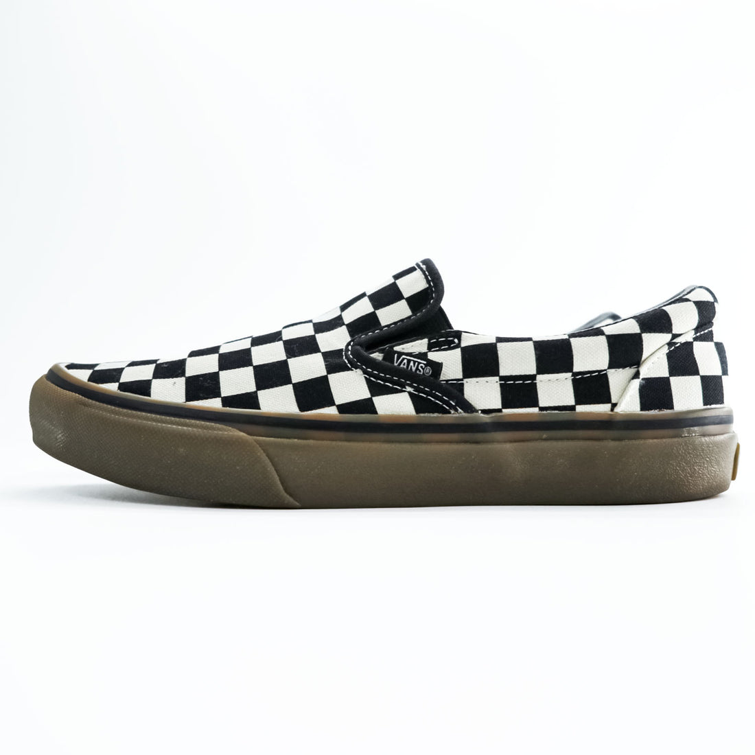 VANS チェッカー スリッポン CHECKER SLIP ON スニーカー 26cm ブラック ホワイト フラッグチェック ガムソール キャンバス V98CL