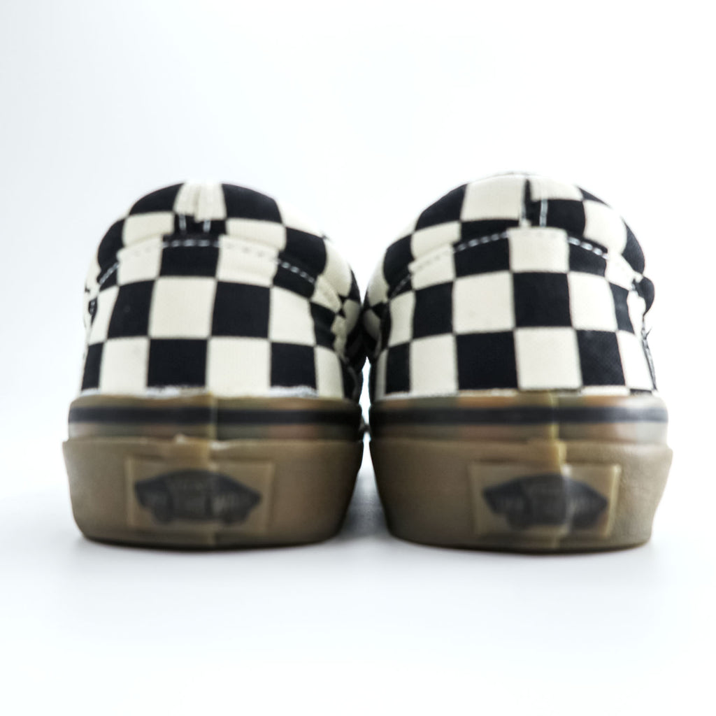 VANS チェッカー スリッポン CHECKER SLIP ON スニーカー 26cm ブラック ホワイト フラッグチェック ガムソール キャンバス V98CL