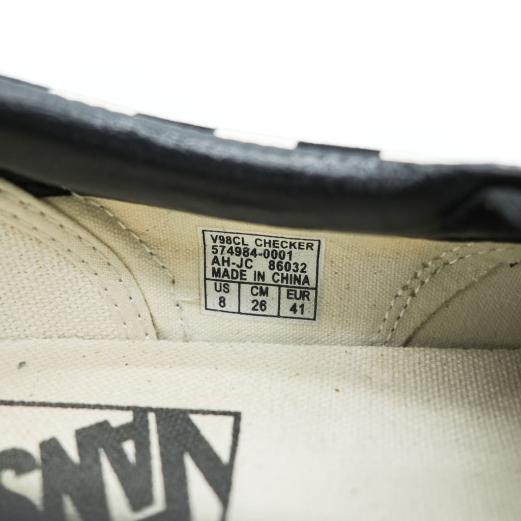 VANS チェッカー スリッポン CHECKER SLIP ON スニーカー 26cm ブラック ホワイト フラッグチェック ガムソール キャンバス V98CL