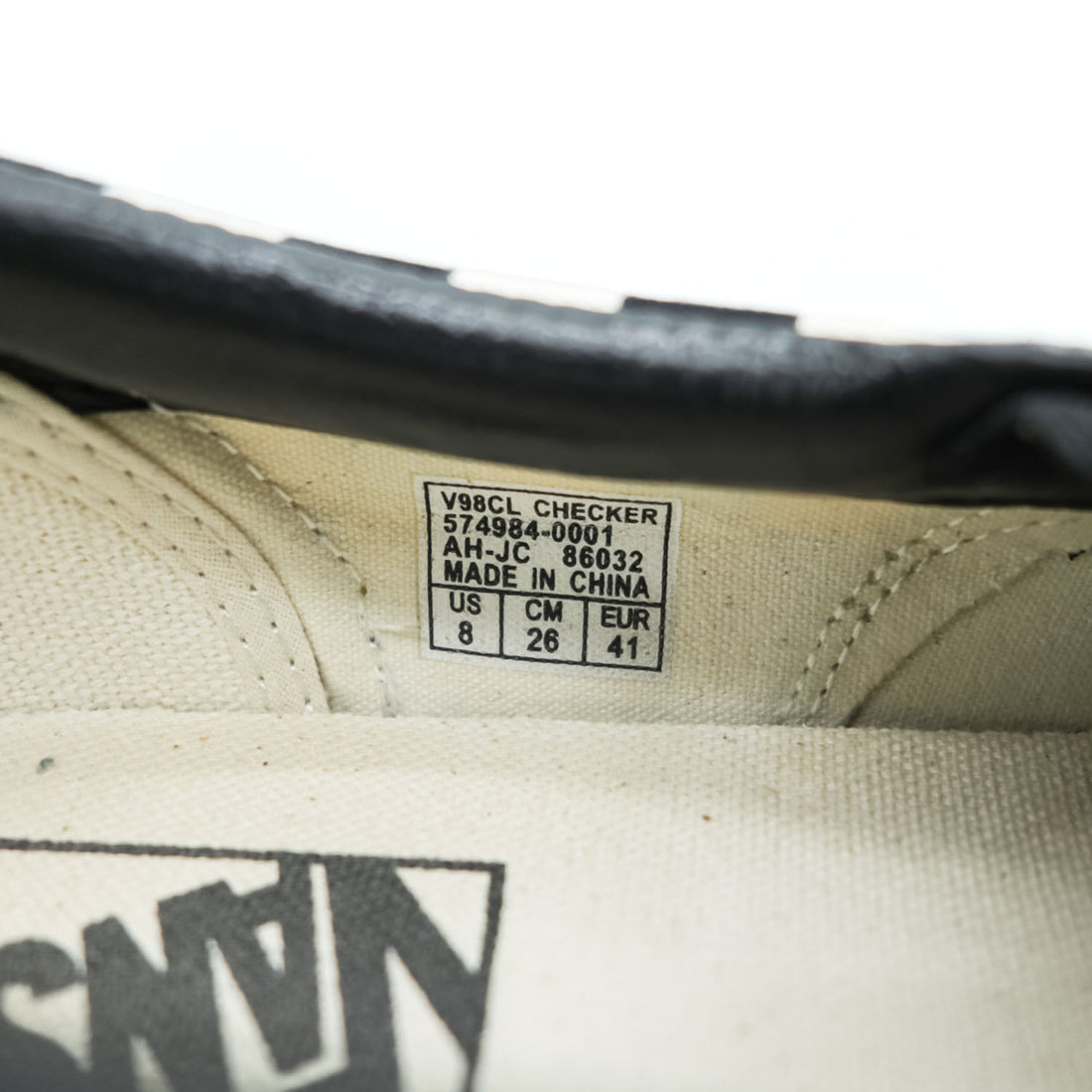 VANS チェッカー スリッポン CHECKER SLIP ON スニーカー 26cm ブラック ホワイト フラッグチェック ガムソール キャンバス V98CL