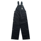 carhartt ダブルニー ダック オーバーオール 36 x 32 ブラック キャンバス BIB OVERALLS サイドジップ スリット R37-BLK 未使用品