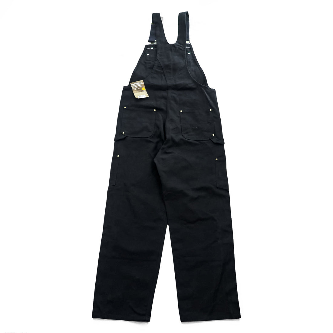 carhartt ダブルニー ダック オーバーオール 36 x 32 ブラック キャンバス BIB OVERALLS サイドジップ スリット R37-BLK 未使用品