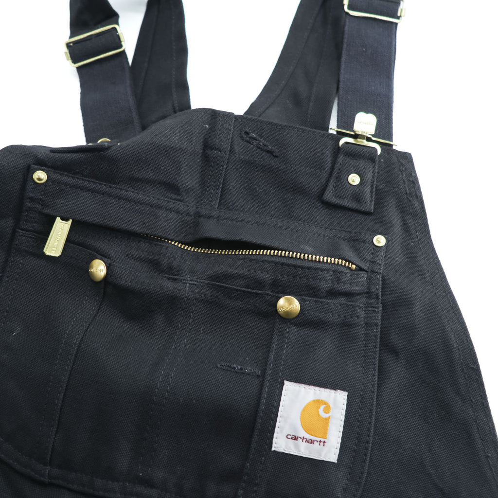 carhartt ダブルニー ダック オーバーオール 36 x 32 ブラック キャンバス BIB OVERALLS サイドジップ スリット R37-BLK 未使用品