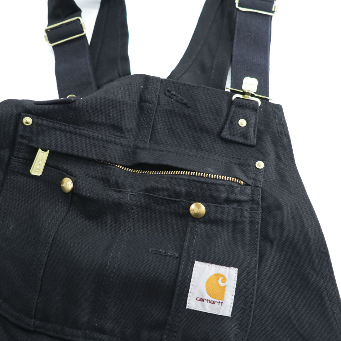carhartt ダブルニー ダック オーバーオール 36 x 32 ブラック キャンバス BIB OVERALLS サイドジップ スリット R37-BLK 未使用品