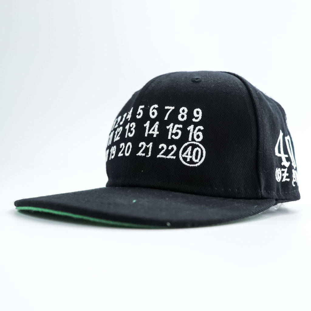 40oz NYC スナップバック ベースボールキャップ ブラック NUMBERS SNAPBACK マルジェラ モチーフ カレンダー 刺繍