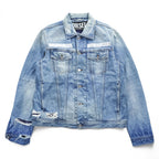 DIESEL デニムジャケット Gジャン L ブルー NHILL-TM ダメージ加工 バンダナ柄 リフレクター 00SSN60077W