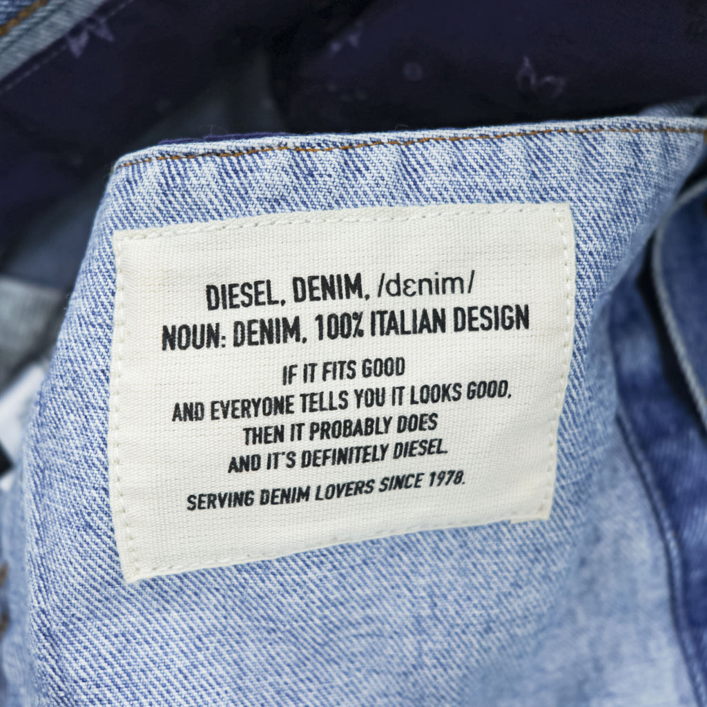 DIESEL デニムジャケット Gジャン L ブルー NHILL-TM ダメージ加工 バンダナ柄 リフレクター 00SSN60077W
