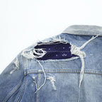 DIESEL デニムジャケット Gジャン L ブルー NHILL-TM ダメージ加工 バンダナ柄 リフレクター 00SSN60077W