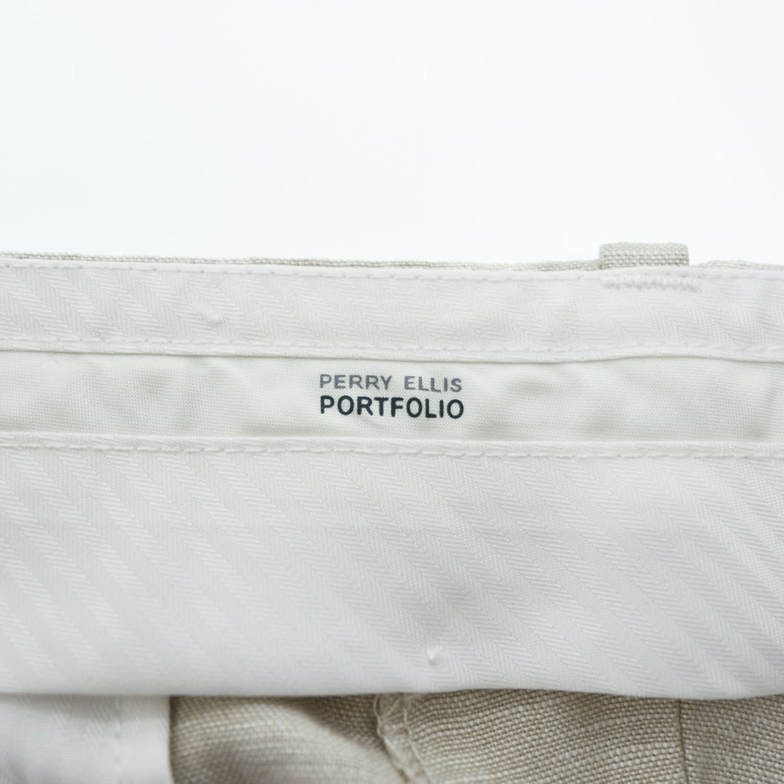 PERRY ELLIS PORTFOLIO リネン スラックス パンツ 36×30 ナチュラル ベージュ FOLIO-FLEX CLASSIC FIT