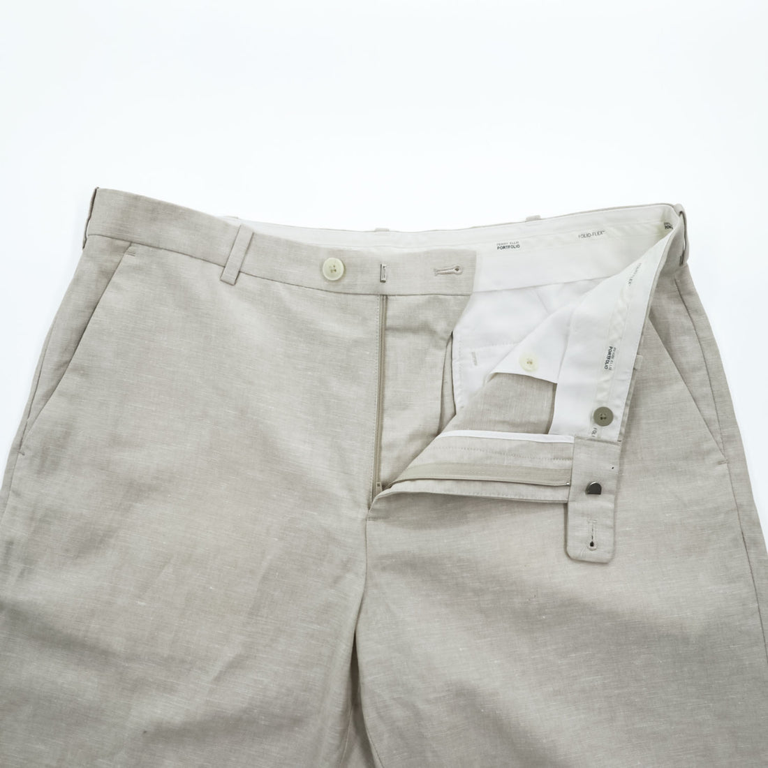 PERRY ELLIS PORTFOLIO リネン スラックス パンツ 36×30 ナチュラル ベージュ FOLIO-FLEX CLASSIC FIT