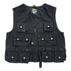 RALPH LAUREN 90年代 ヴィンテージ フィッシング ベスト L ブラック キャンバス スエード切替 ユーティリティー ハンティング