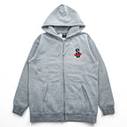 STUSSY 00年代 USA製 ヴィンテージ ジップパーカー L グレー 裏起毛 バックプリント クラウン クロスボーン