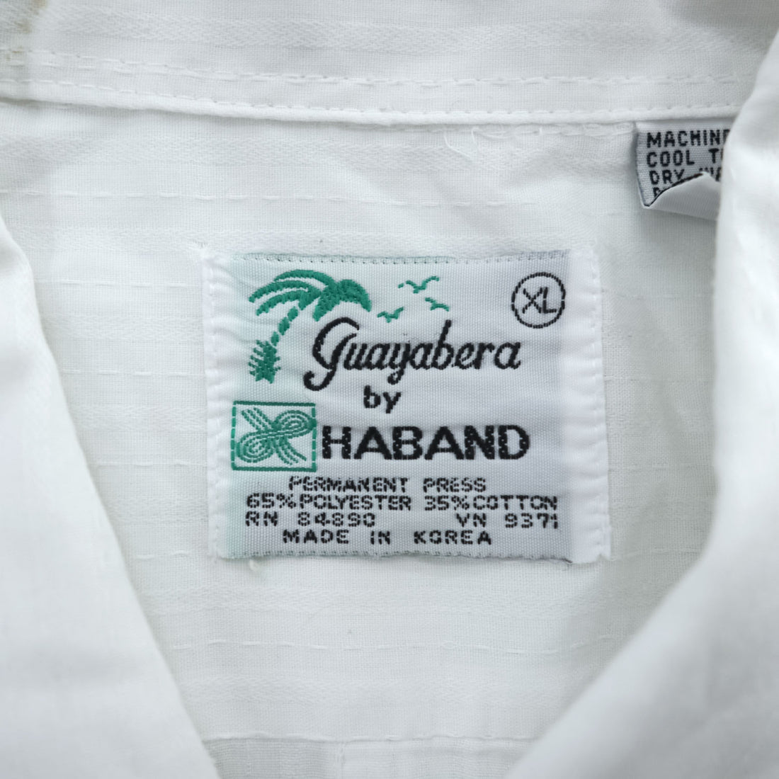 Guayabera by HABAND 90年代 ヴィンテージ キューバシャツ 半袖シャツ XL ホワイト 刺繍 4ポケット グアヤベラ ボックスシルエット