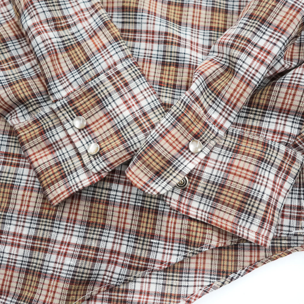 Levi's 80年代 ヴィンテージ 長袖 ウエスタンシャツ L ブラウン チェック スナップボタン 襟芯 白タブ