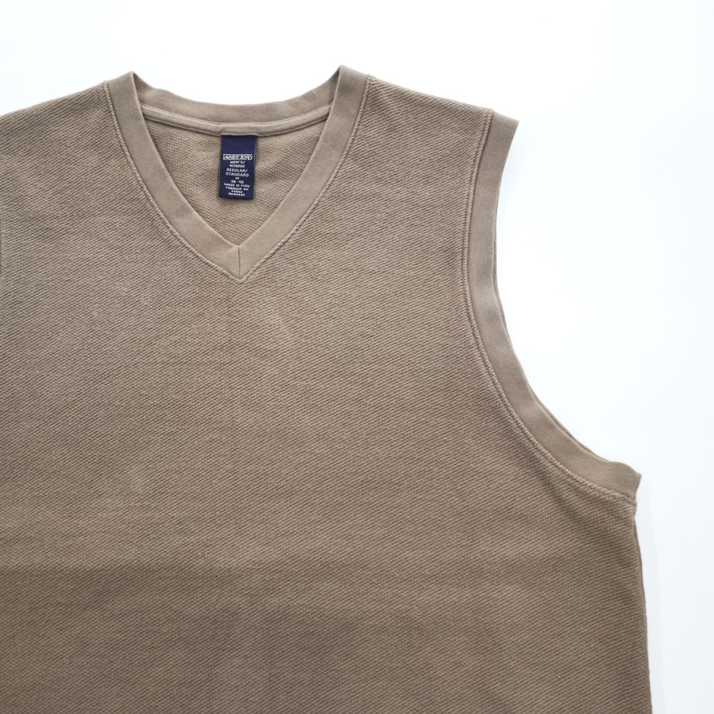 LANDS' END 90年代 ヴィンテージ Vネック コットンニット ベスト M 吊り編み プルオーバー