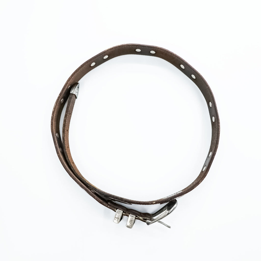 Vintage Western Leather Belt ウエスタンベルト レザー ナローベルト シルバーコンチョ ヴィンテージ
