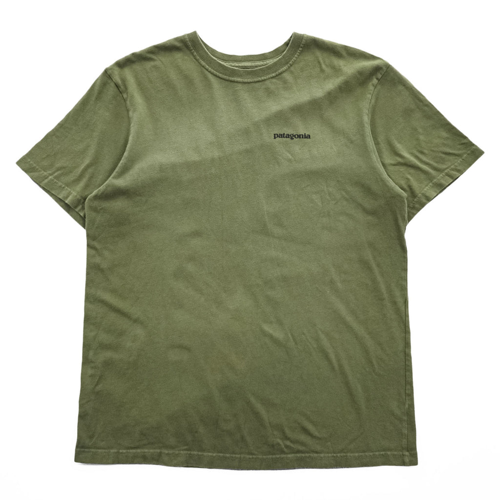 Patagonia USA製 オーガニックコットン Tシャツ M バックプリント フィッツロイ トラウト 38821