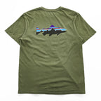 Patagonia USA製 オーガニックコットン Tシャツ M バックプリント フィッツロイ トラウト 38821
