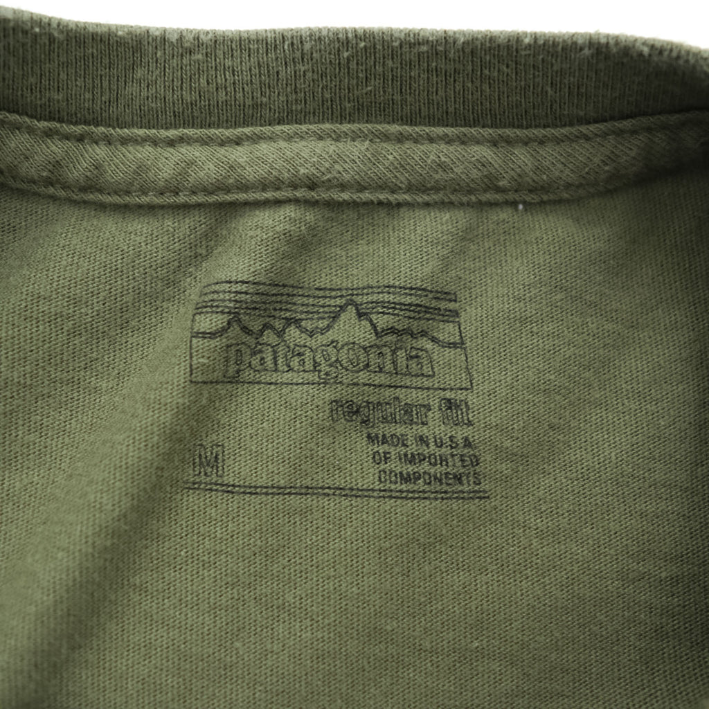 Patagonia USA製 オーガニックコットン Tシャツ M バックプリント フィッツロイ トラウト 38821