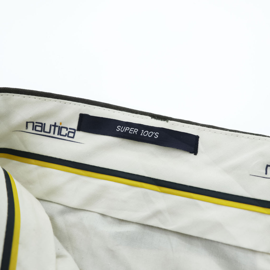 NAUTICA 90年代 ヴィンテージ 2タック スラックス パンツ L プリーツ ダブルカフス SUPER 100's