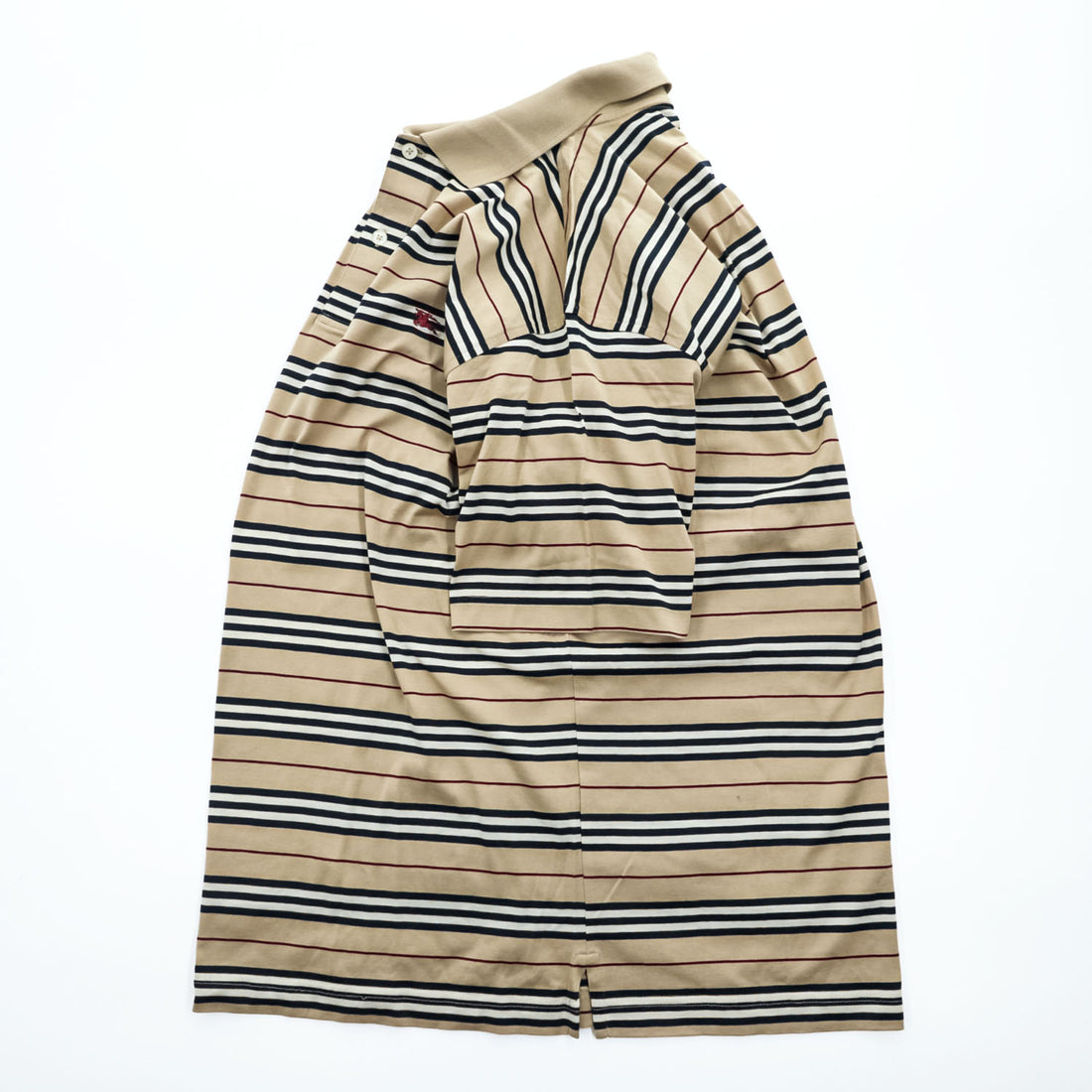 BURBERRY LONDON ポロシャツ S ベージュ ボーダー ワンポイントロゴ