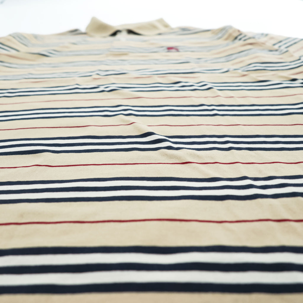 BURBERRY LONDON ポロシャツ S ベージュ ボーダー ワンポイントロゴ