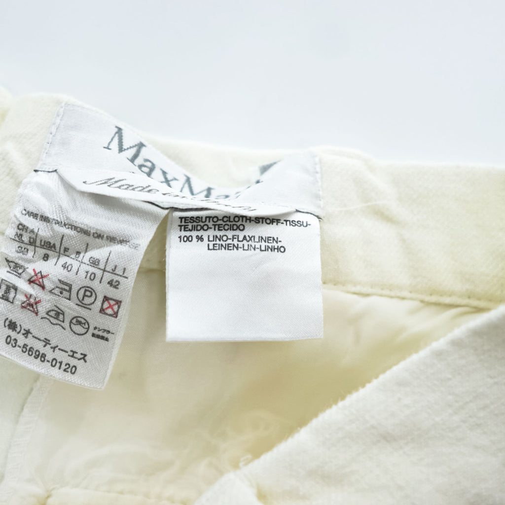 Max Mara Made in Italy Flare Skirt M White Puro Lino 100% Linen