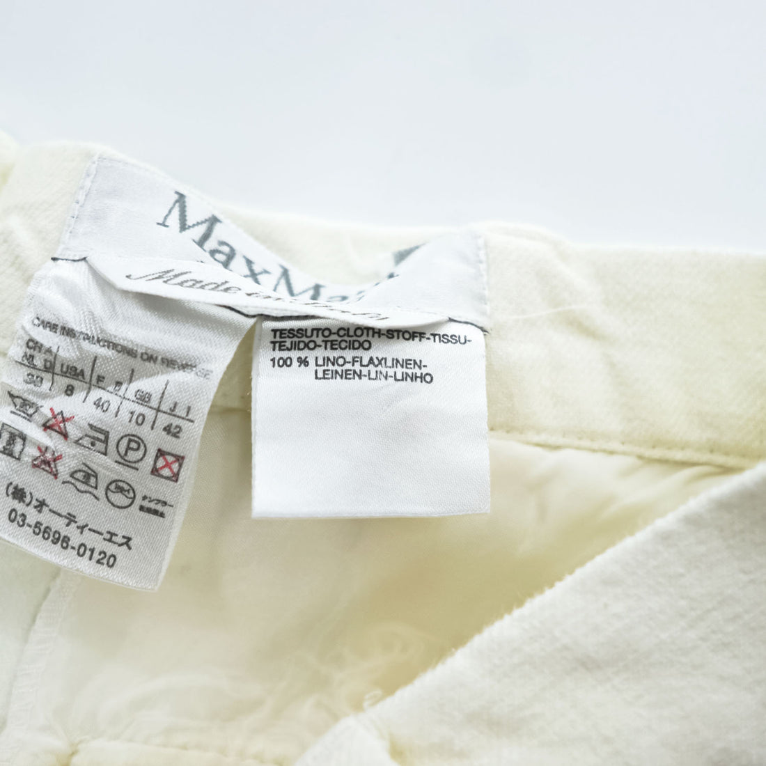 Max Mara Made in Italy Flare Skirt M White Puro Lino 100% Linen