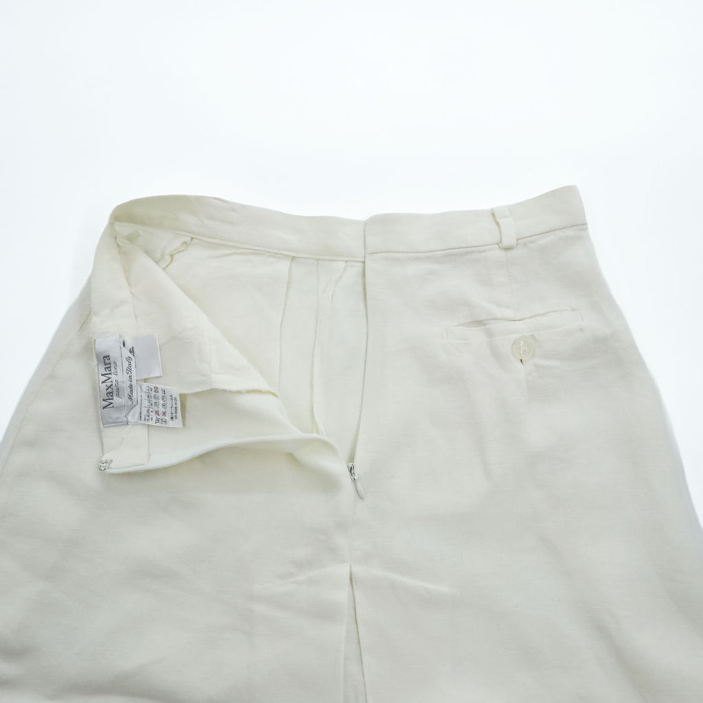 Max Mara Made in Italy Flare Skirt M White Puro Lino 100% Linen