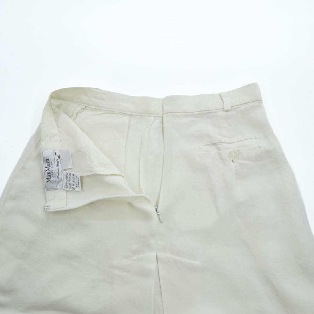 Max Mara Made in Italy Flare Skirt M White Puro Lino 100% Linen
