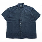 90年代 ヴィンテージ BALANCE WITH NATURE シルク100% 半袖シャツ XL ブラック 胸ポケット