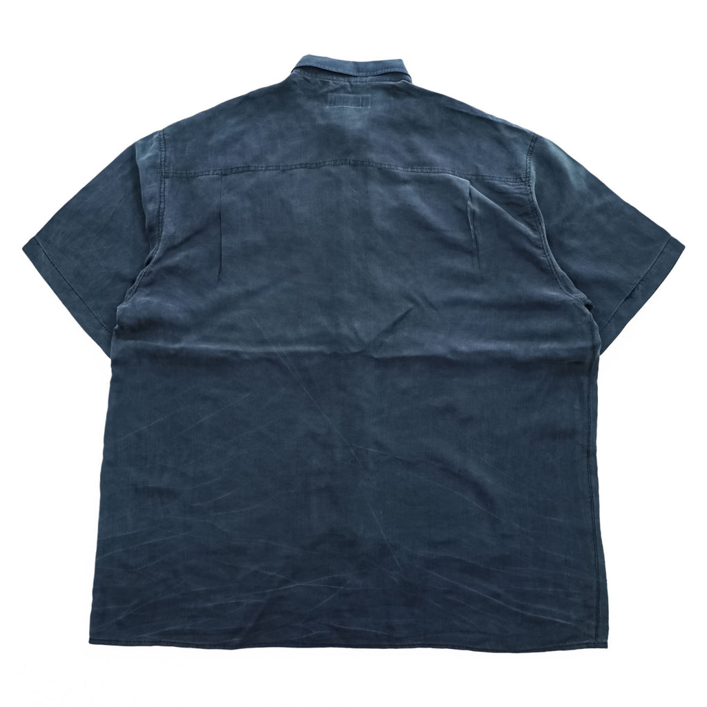 90年代 ヴィンテージ BALANCE WITH NATURE シルク100% 半袖シャツ XL ブラック 胸ポケット