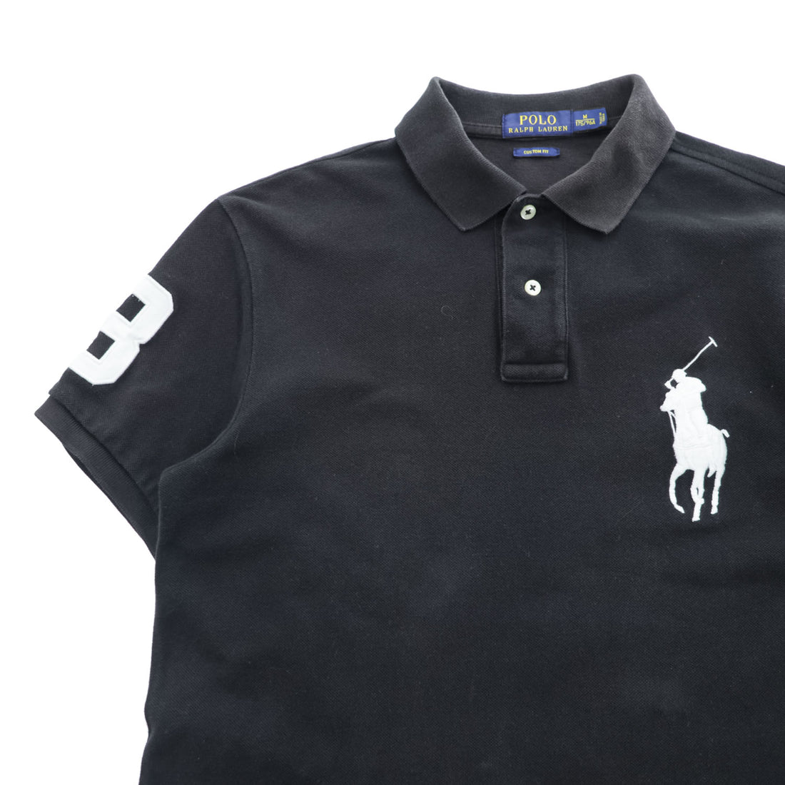 Polo Ralph Lauren Big Pony logo Piqué knit Polo Shirt, Size M, Black, Custom Fit